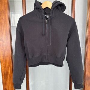 Athleta XXS Black Full Zip Athleisure Hoodie Cropped Active Trendy Stretch